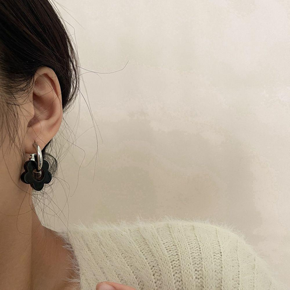 Bông Tai Phong Cách Hàn Quốc Đơn Giản Cổ Điển|Bông Tai Hình Hoa Màu Đen 2K Phong Cách Cổ Điển Thời Trang Cho Nữ