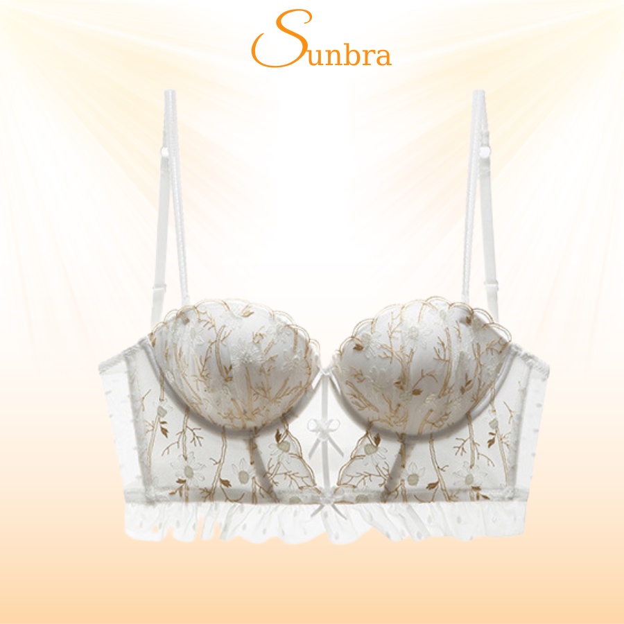 Áo Ngực Bra Ren Hoa Tiểu Thư Đính Nơ Xinh Xắn SUNBRA 0199