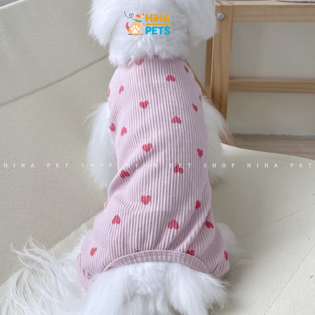 Quần Áo Cho Chó Mèo 4 Chân Chất Liệu Thun Cotton Quần Áo Thú Cưng Jump Hình Tim Dễ Thương Hihapet.
