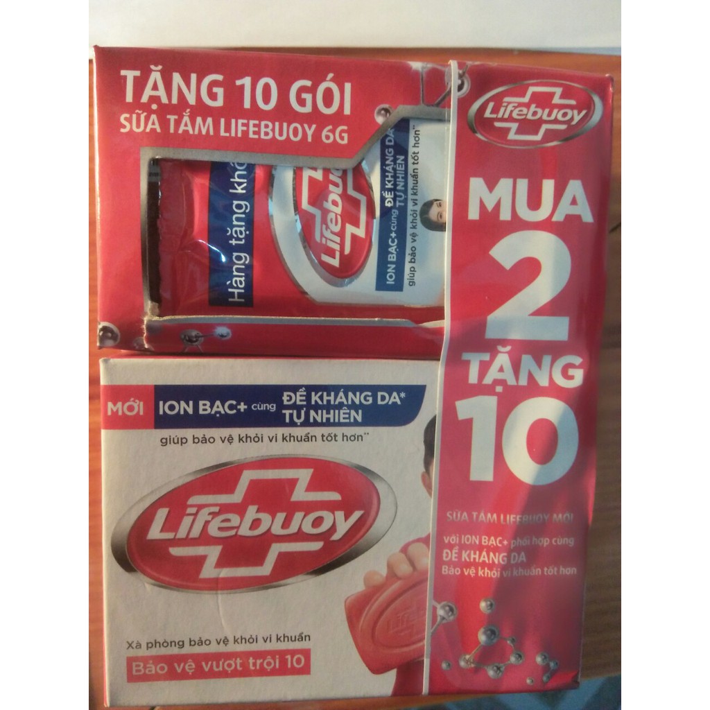 (Hàng Tặng) Combo 2 banh Xà bông Lifebuoy 90g màu đỏ tặng sữa tắm lifebouy