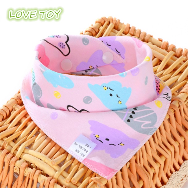 Yếm ăn cotton hình tam giác họa tiết hoạt hình xinh xắn dành cho bé