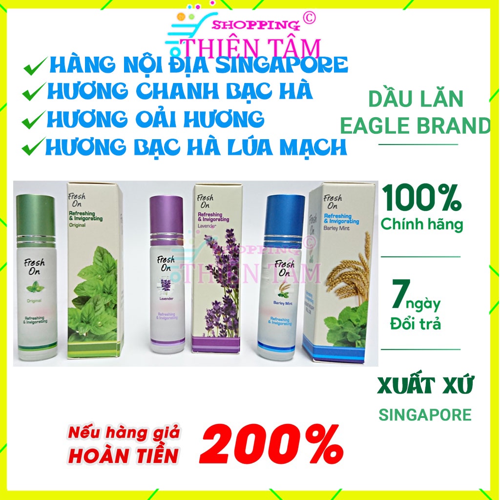 1 Chai Dầu Lăn FRESH ON Singapore 8ml Made Singapore Cam Kết Hàng Thật