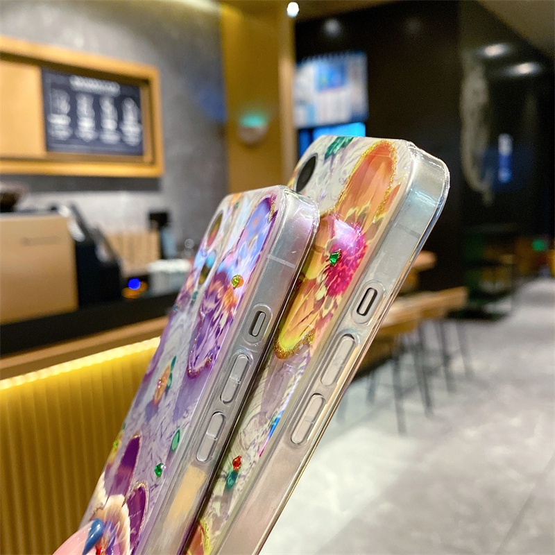 Ốp Điện Thoại TPU Dẻo Màu Laser Họa Tiết Hoa Cúc Thời Trang Chống Sốc Cho IPhone 13 Pro Max 12 11 X XS XR 7 8 Plus SE2020