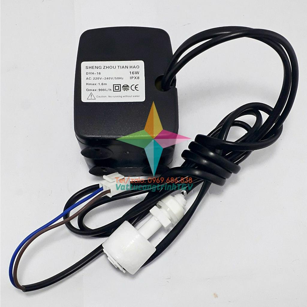 Bơm chìm mini DYH-16 220V công suất 16W kèm phao chống cạn dùng cho quạt hơi nước