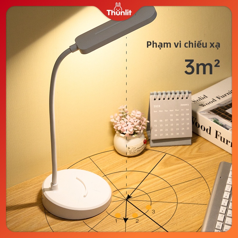 Bộ đèn LED Thunlit để bàn màu trắng có 3 ánh sáng tiện lợi 1250mah