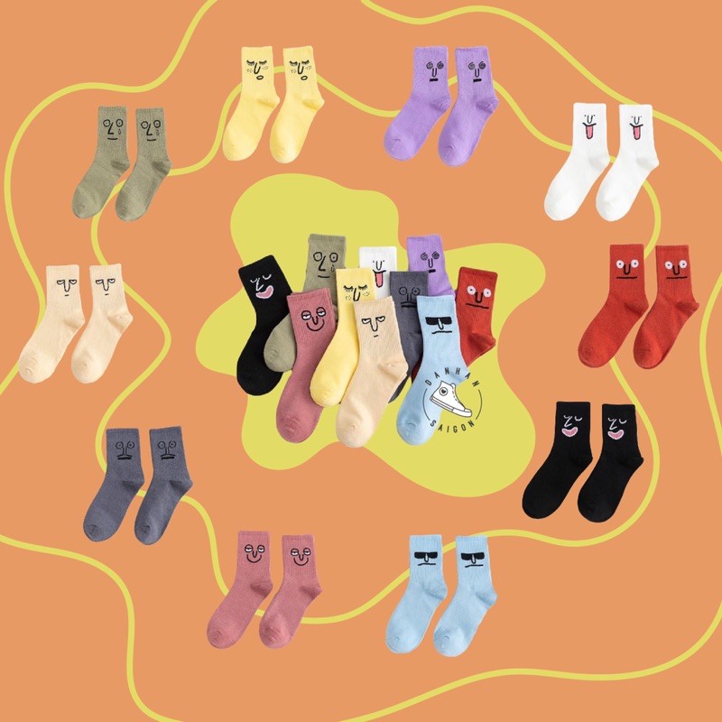Vớ FACE SOCKS dễ thương, đầy đủ màu sắc