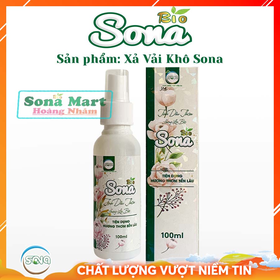 Xả vải khô xịt thơm quần áo Sona 100ml lưu hương lâu 24h làm mềm vải tiết kiệm thời gian xả nước