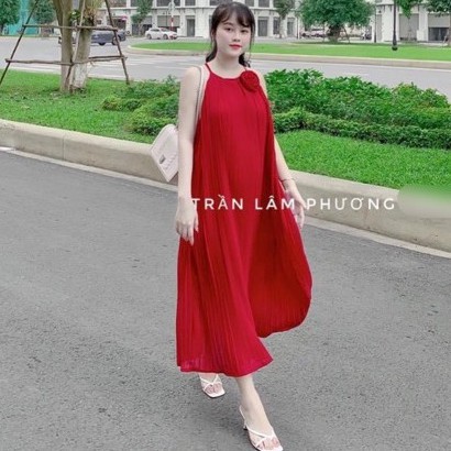 VÁY ĐẦM MAXI 2 DÂY| CỔ YẾM DẬP LY HOA CÀI Chất đũi lụa mềm đẹp - Hàng may kỹ - Lên form y mẫu