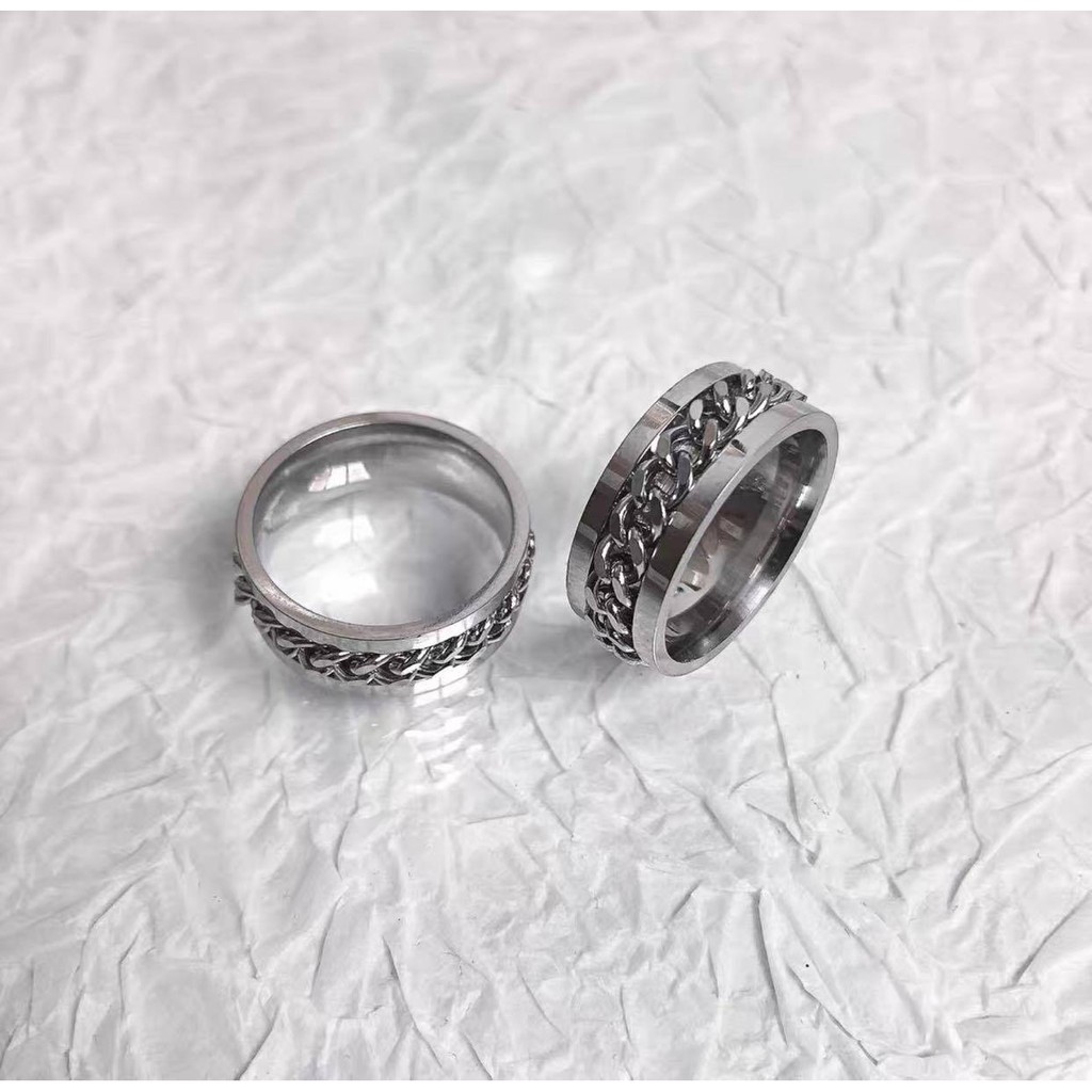 Ring Necklace dây chuyền vòng cổ dây da phối nhẫn xích titan không gỉ không đen cho nam nữ