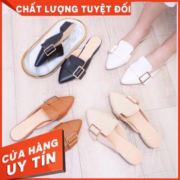 [FREE SHIP - Hàng Loại 1] Dép Sục Nữ Khoá Vuông Da Mềm Sang Chảnh