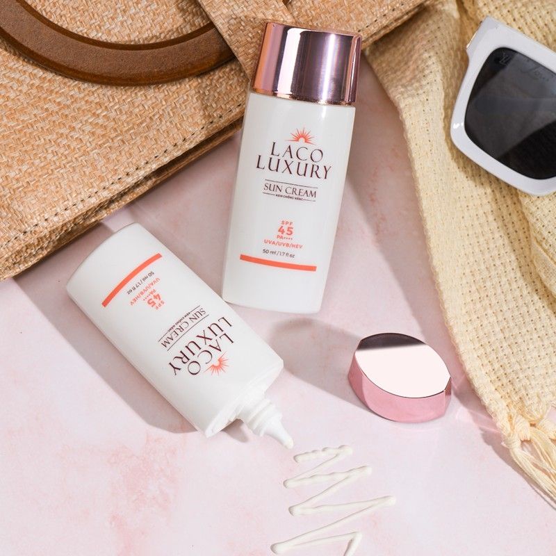 Kem chống nắng vật lý và hoá học Laco Luxury Sun Cream 50ml SPF45 PA++++ Lên Tone, Chống UVA, UVB, Không Nhờn, Kiềm Dầu