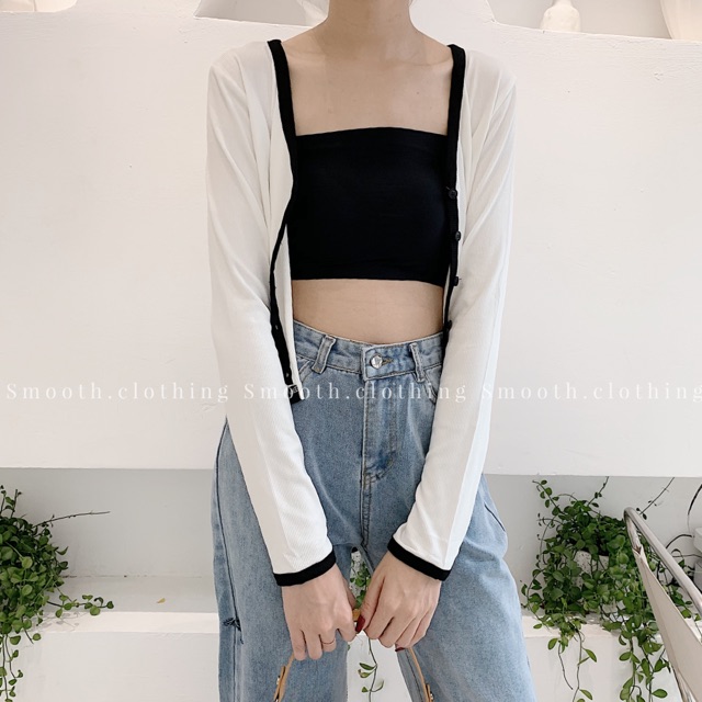 Áo cardigan mỏng kẻ viền | BigBuy360 - bigbuy360.vn