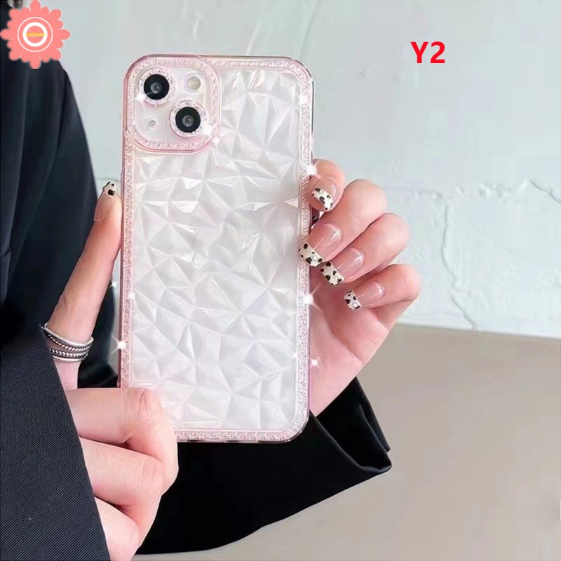 Ốp Điện Thoại tpu Mềm Chống Sốc Khung Bảo Vệ camera In Họa Tiết Kim Cương 3d Cho iphone 15 14 11 13 12 pro max 14pro 13pro 12pro 11pro max
