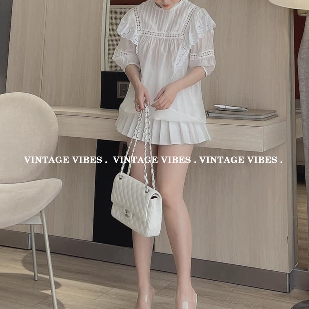 Áo babydoll cánh tiên tay bồng tiểu thư Ulzzang (hàng QC) - Ảnh thật + Video thật 1000%