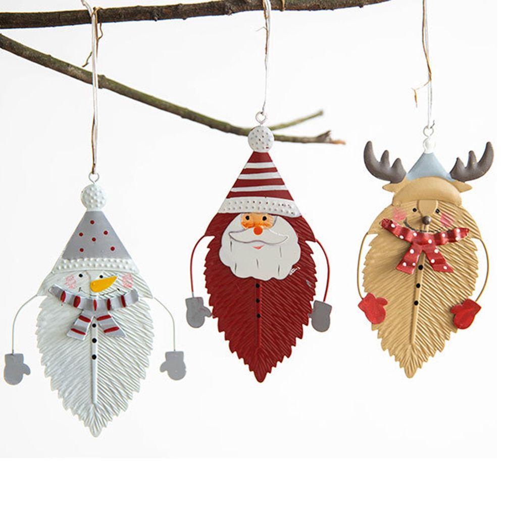 Phụ Kiện Treo Trang Trí Giáng Sinh Bằng Sắt Sơn Kim Loại Hình Ông Già Noel Tuần Lộc