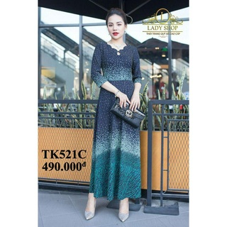 VÁY ĐẦM TRUNG NIÊN CAO CẤP - THỜI TRANG LADYSHOP - Maxi thun kim sa hoa ombre TK521