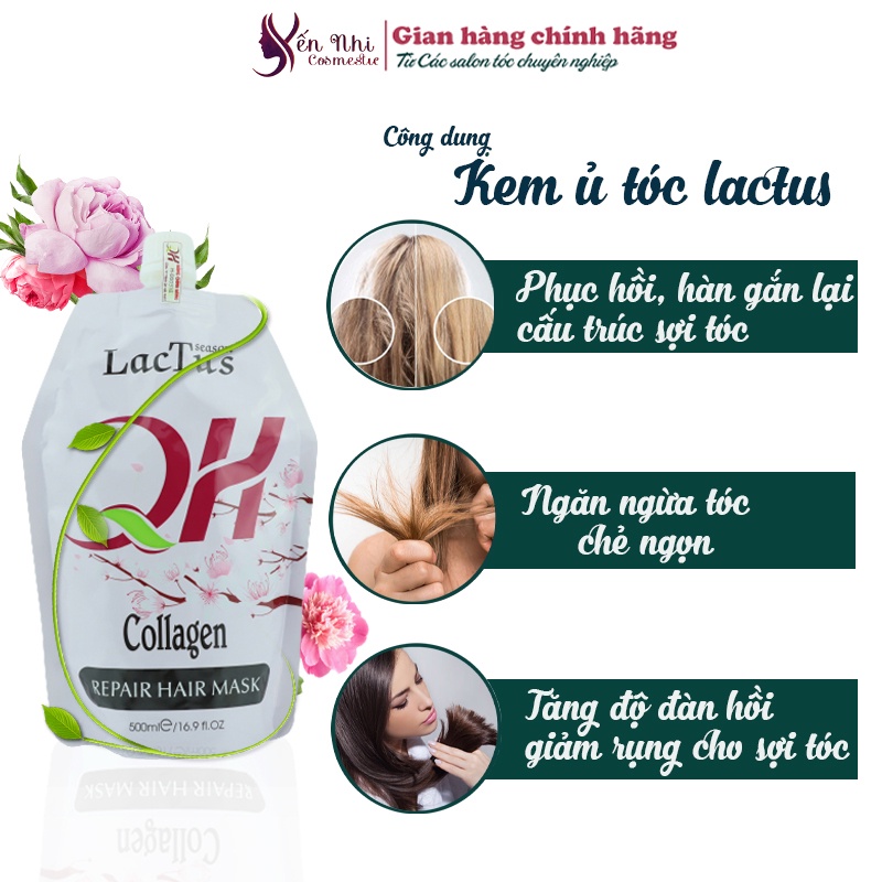 Kem ủ tóc QH Lactus season kem ủ tóc collagen phục hồi hư tổn chống xơ rối tóc tẩy nhuộm 500ml