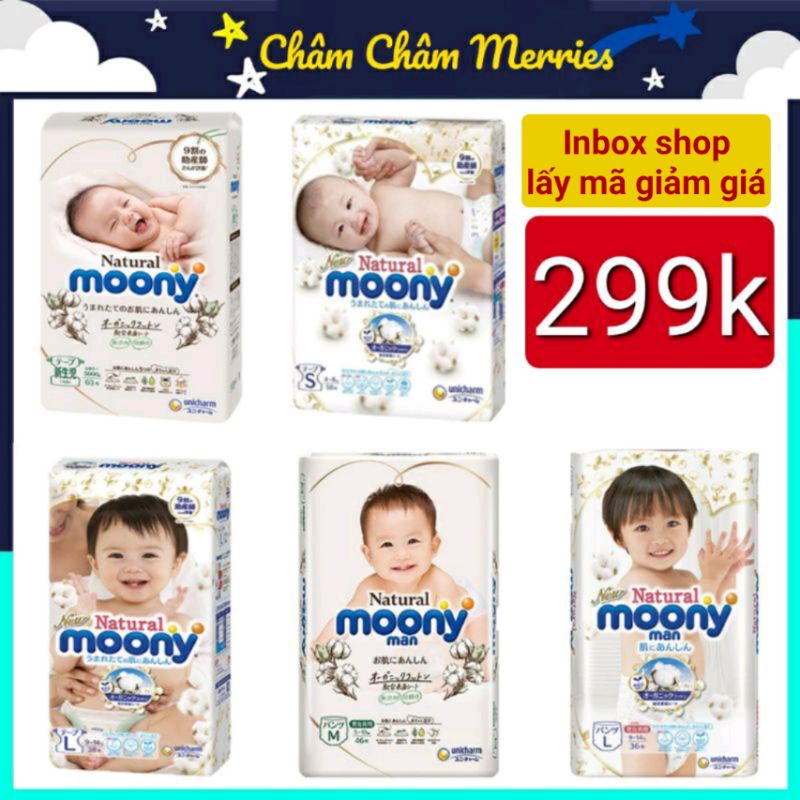 (HCM)Bỉm MOONY NATURAL 💝FREESHIP💝 Moony Natural Nội Địa Chính Hãng - Bỉm Moony Dán/Quần Đủ Size NB63/S58/M48/L36/XL32