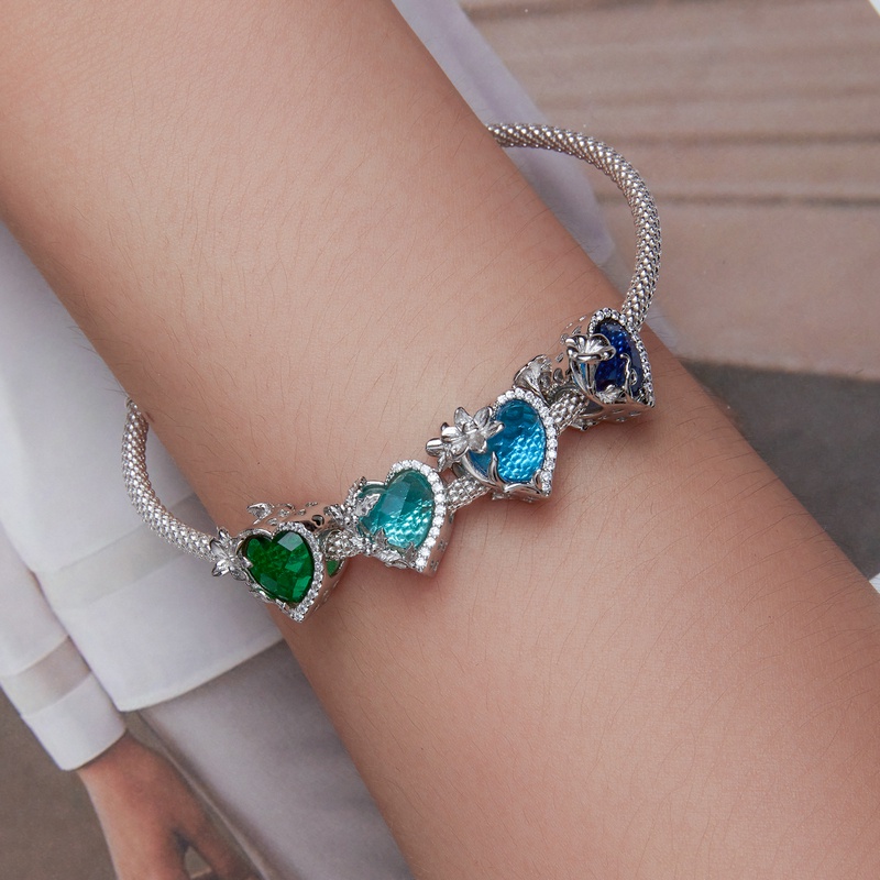 BAMOER Mặt Dây Chuyền Bạc 925 Đính Đá Thời Trang Cho Nữ