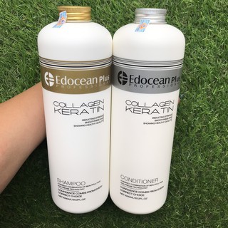 Bộ dầu gội xả Edocean Collagen Keratin siêu mượt phục hồi chông gãy rụng 1000ml