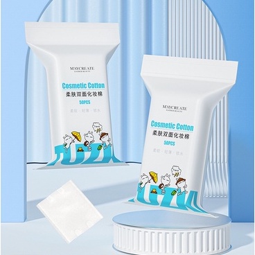 Bông Tẩy Trang 03 Lớp Cotton MayCreate Thấm Hút Nhanh Mềm Mịn Dai Surica BTT03 (50c)