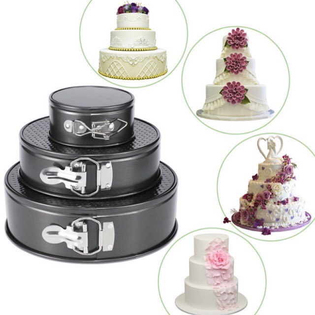 Khuôn SpringForm Tròn 16cm 18cm 20cm Đế Rời Chống Dính Có Khóa