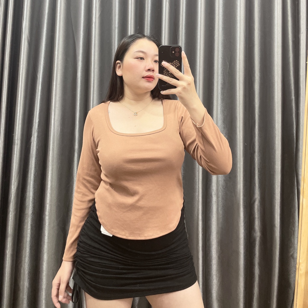 Áo Thun Bigsize Nữ Tay Dài Tôn Dáng Tôn Eo,Áo Thun kiểu Croptop Size Lớn Chất Thun Borib Ôm Body MÃ TD5