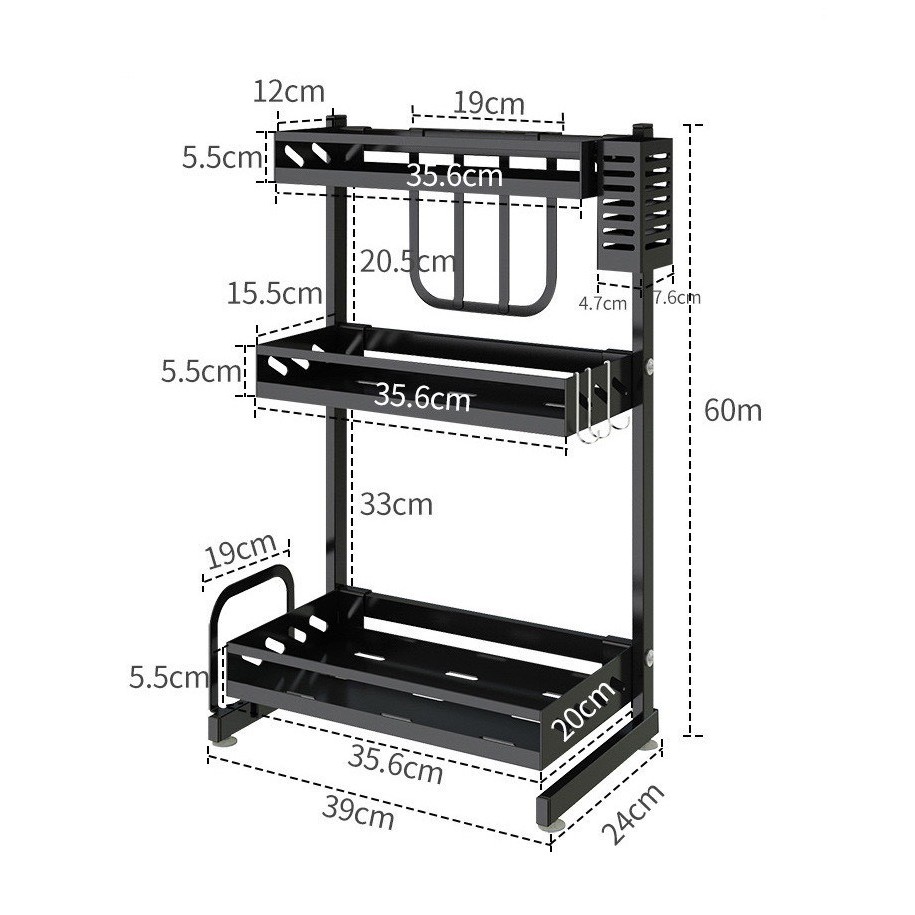 Kệ để gia vị thép 3 tầng đa năng