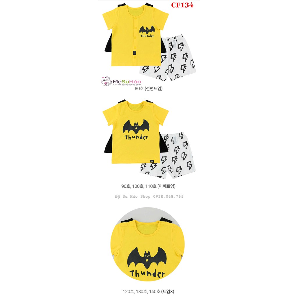 Bộ ngắn tay bé trai mẫu Siêu Nhân Vàng rất xinh hãng Cordi_i , cotton 100%, m