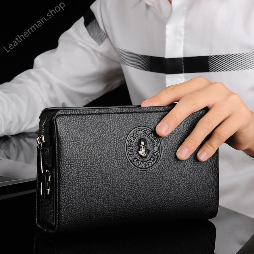 Ví cầm tay nam chất liệu da bò - Clutch nam khoá số cao cấp Hardenpolo
