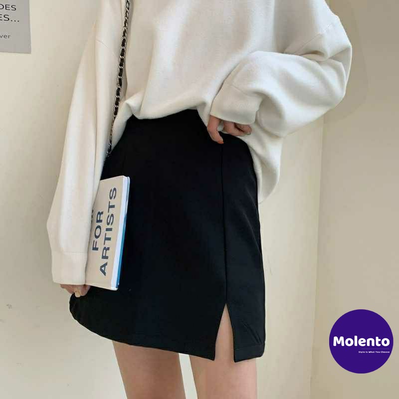 Chân váy xẻ tà Molento chân váy ngắn nữ xẻ trước lưng cao có quần lót vải tuyết mưa co giãn - X23 | BigBuy360 - bigbuy360.vn