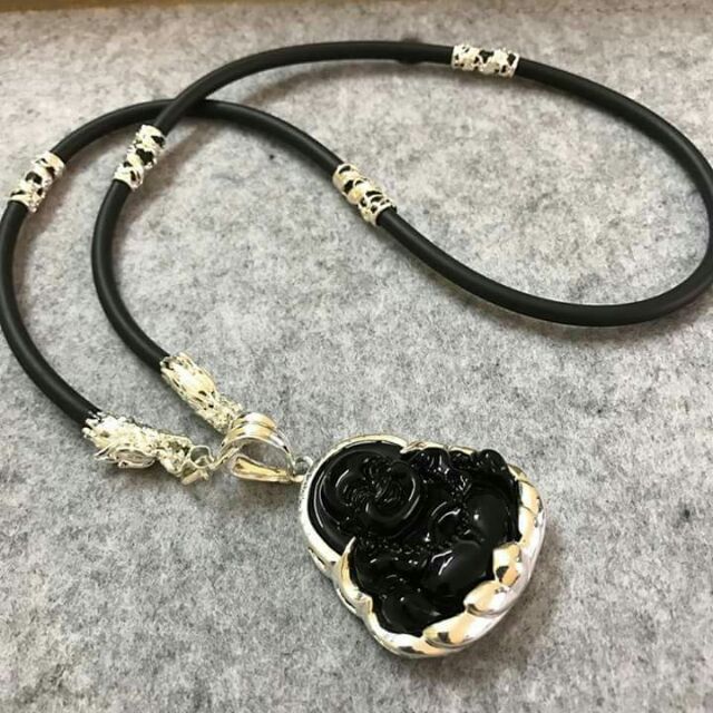 Vòng cổ đá núi lửa bọc bạc ta s999