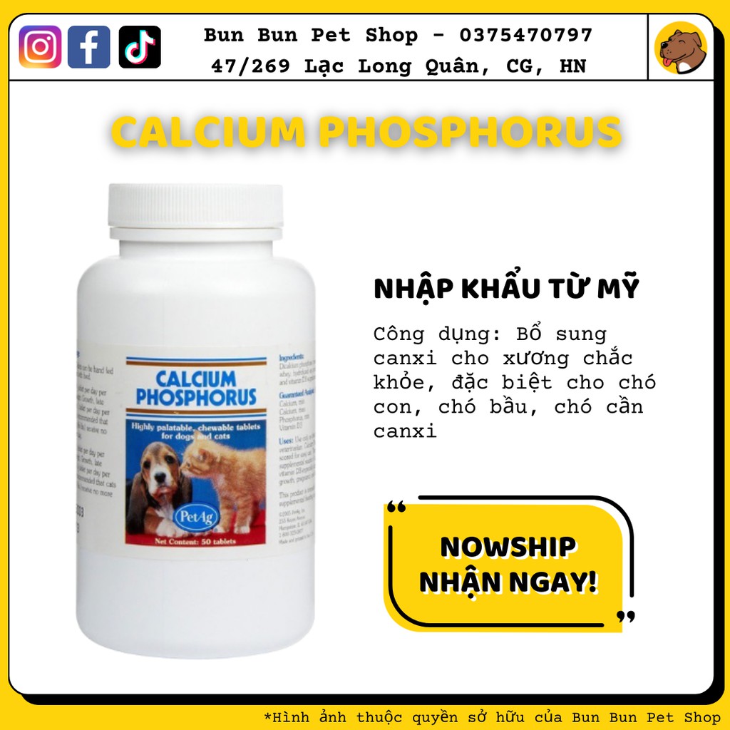 Canxi (Calcium Phosphorus) bổ sung dành cho chó - Hàng Mỹ chính hãng