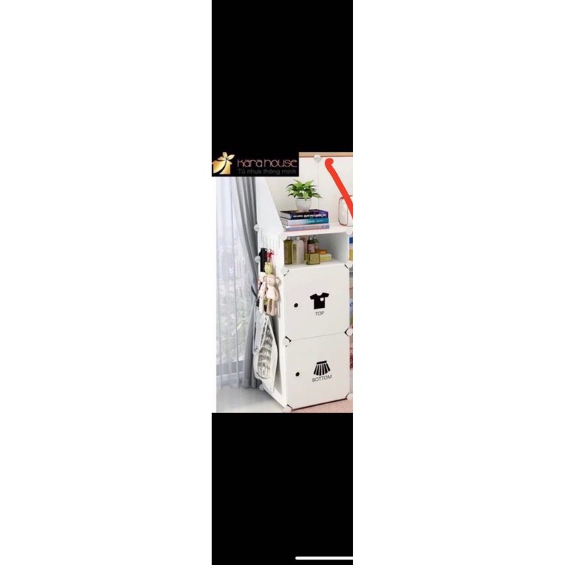 Tủ lắp ghép 2 ô + 1 ô nhỏ + 1 kệ góc đa năng.