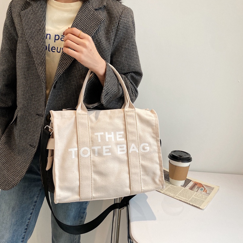 IELGY Túi Đeo Vai Vải canvas In Chữ Phong Cách Hàn Quốc Thời Trang Cho Nữ
