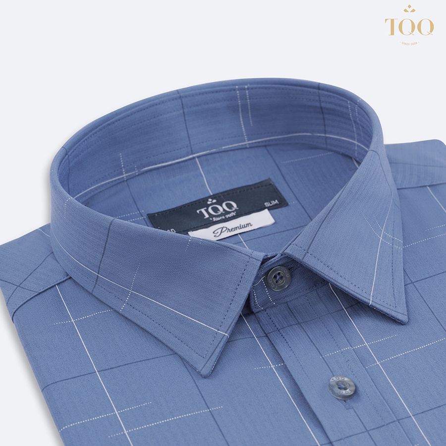 Áo sơ mi nam ngắn tay TQQ K514CB màu ghi độc đáo nam tính dáng Slimfit hiện đại