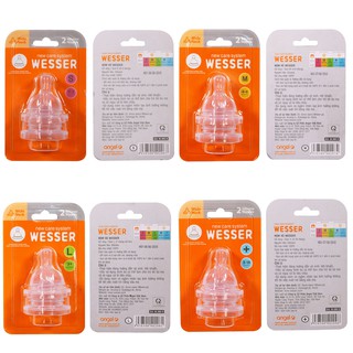Bộ đôi núm vú Wesser cổ rộng size S,M,L,(+) - Bao bì cũ 2018