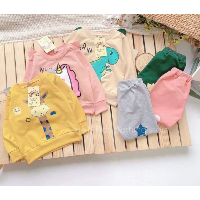 Bộ nỉ bé trai. bé gái. bộ thu đông. rập giấy.không phải quần áo