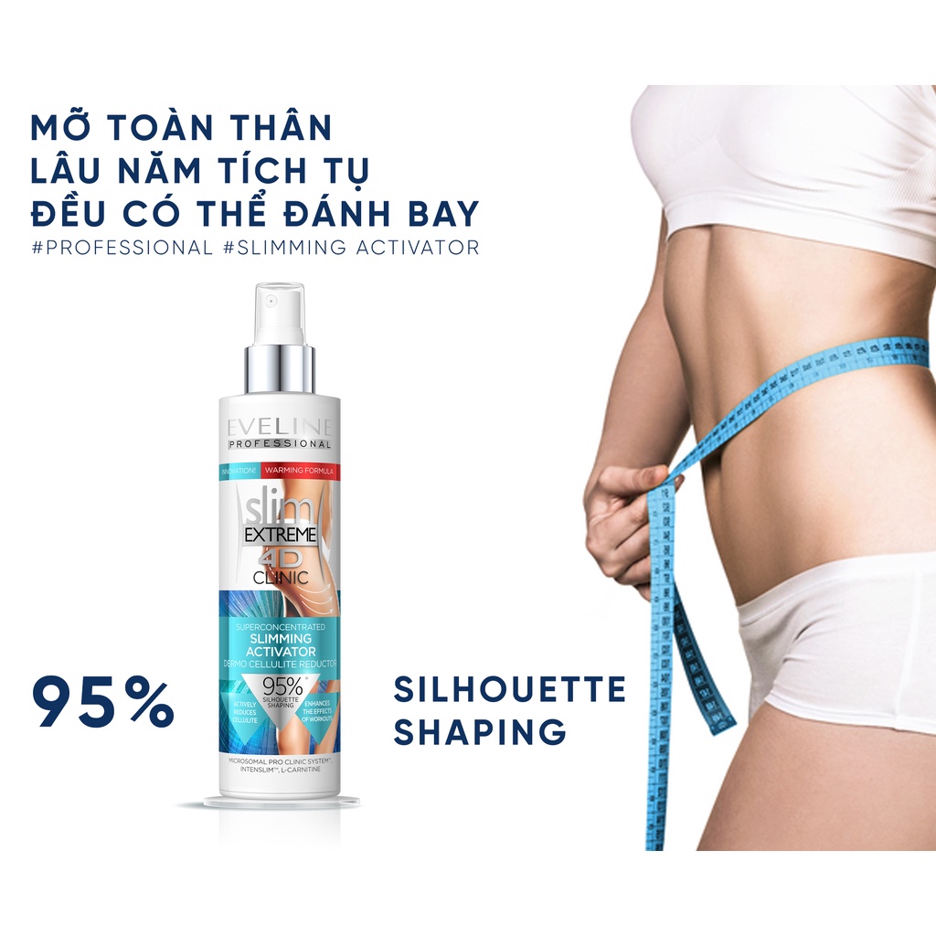 Gel Tan Mỡ Slimming Activator EVELINE Giúp Đốt Cháy Mô Mỡ, Săn Chắc Cơ Chai 200ml