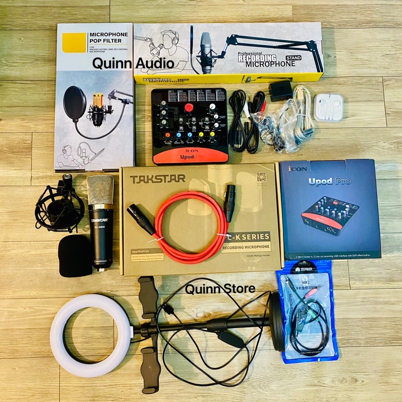 Mic Thu Âm Livestream PC K600 và soundcard Icon Upod pro đầy đủ phụ kiện xịn
