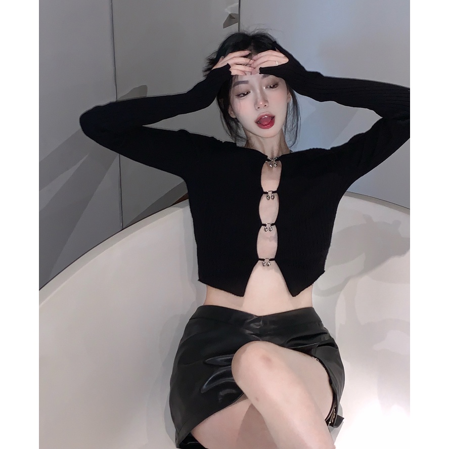 Áo cardigan Màu Trơn Dáng Ôm Thời Trang Hàn Quốc Gợi Cảm Cho Nữ