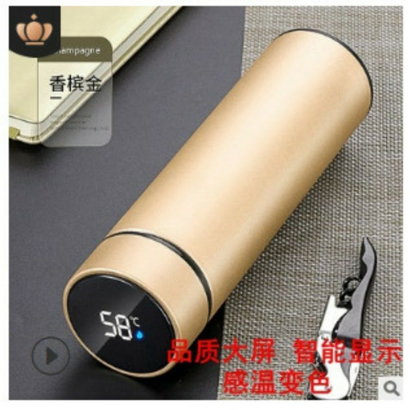 Bình giữ nhiệt 500 ml màu kem kèm đèn led hiển thị nhiệt độ