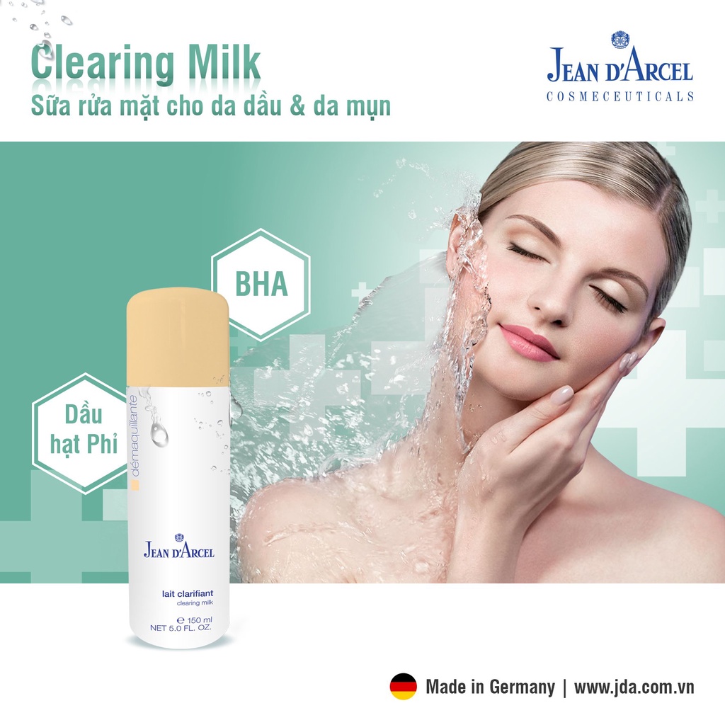 Sữa Rửa Mặt Jean D'Arcel Clearing Milk Cho Da Dầu Mụn - 150ml 250ml và 500ml