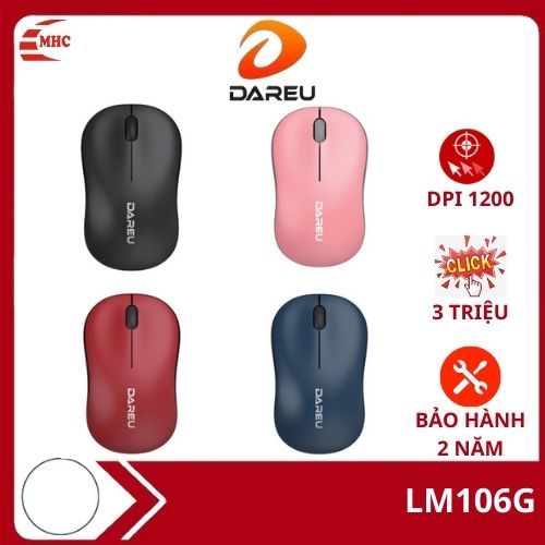 Chuột máy tính không dây Dareu LM106G Wireles 2.4GHz nhiều màu - Hàng chính hãng