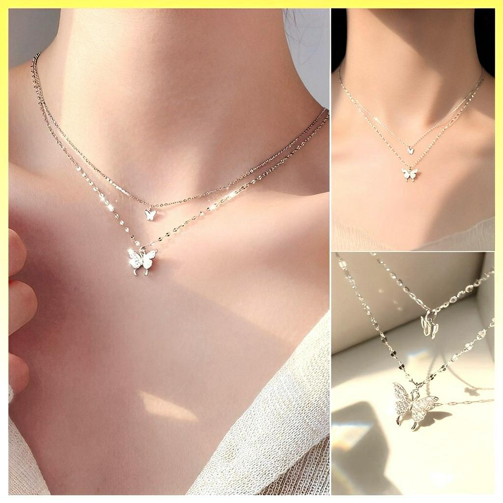 Dây chuyền nữ mặt HÌNH BƯỚM thiết kế 2 SỢI cực kì xinh xắn và nữ tính