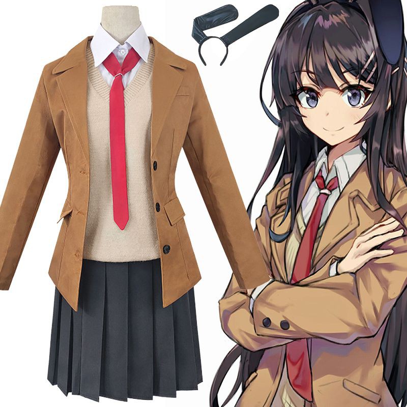 2021New Seishun Buta Yarou Wa Bunny Girl Sakurajima Mai Cosplay Costume Full Set Outfit