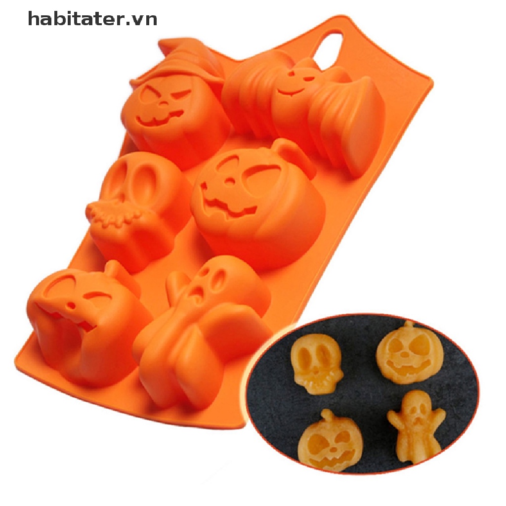 Khuôn Làm Bánh 6 Ngăn Hình Dơi Bí Ngô Halloween