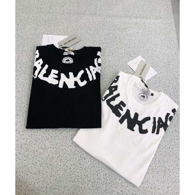 áo phông nam tay ngắn cổ tròn chất thun lạnh mịn màng - áo được in họa tiết BALENCIAGE nổi