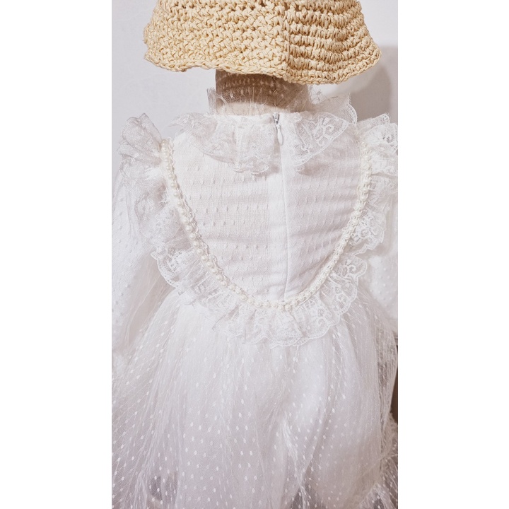 Váy cổ ren boi thêu,phối ren bậc thang