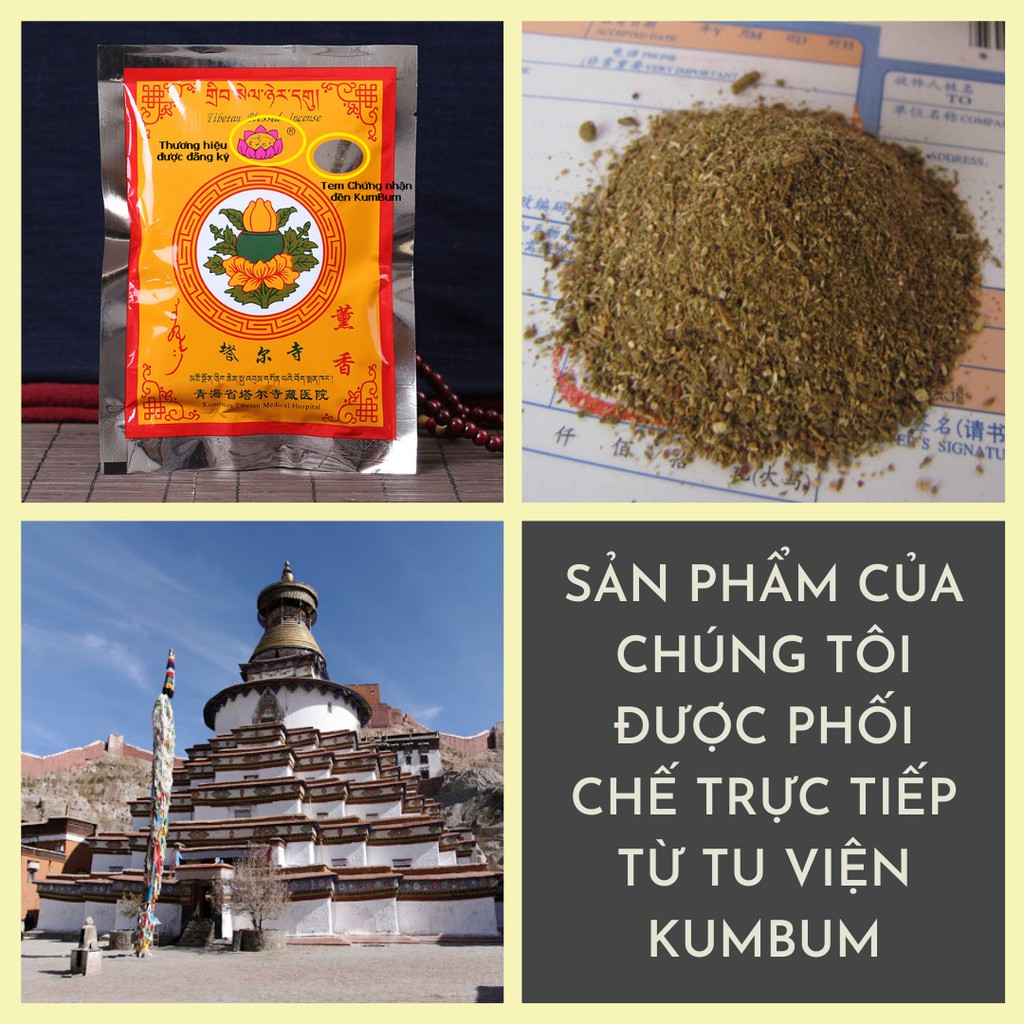 Bột Xông nhà thảo dược, từ tu viện Kumbum, xông trừ tà, tẩy uế, xông nhập trạch, ngày lễ, giỗ, ma chay.